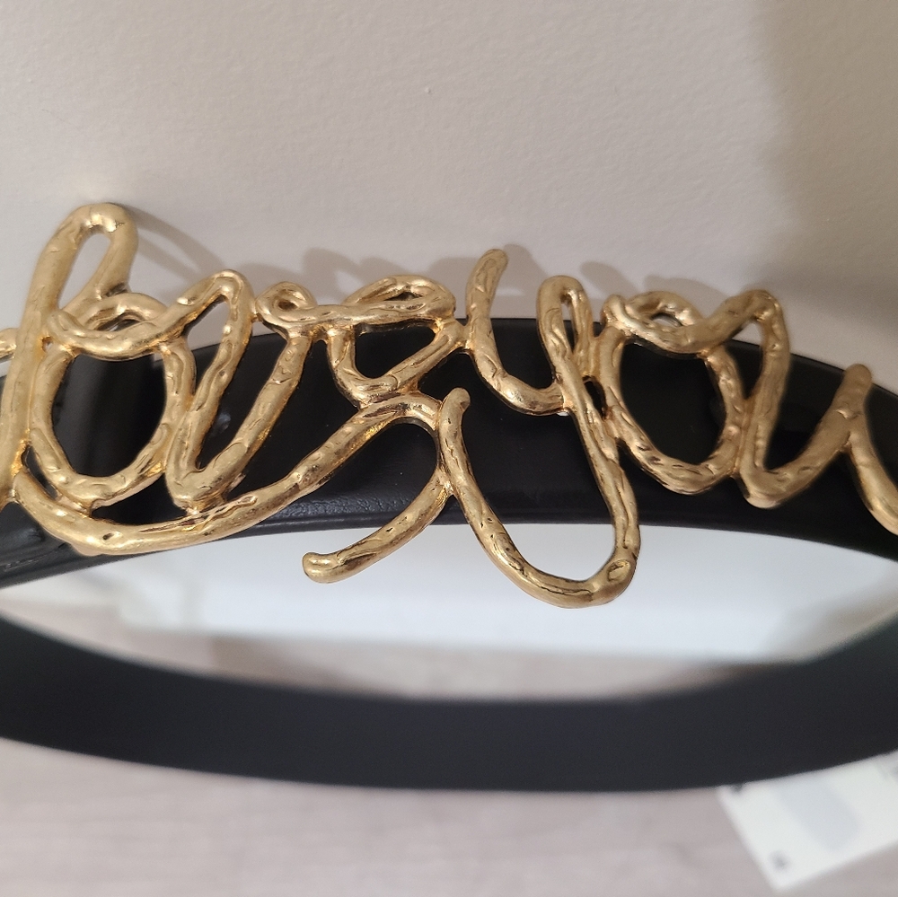 Luxurious Black Belt with Gold Script Accent by ZARA